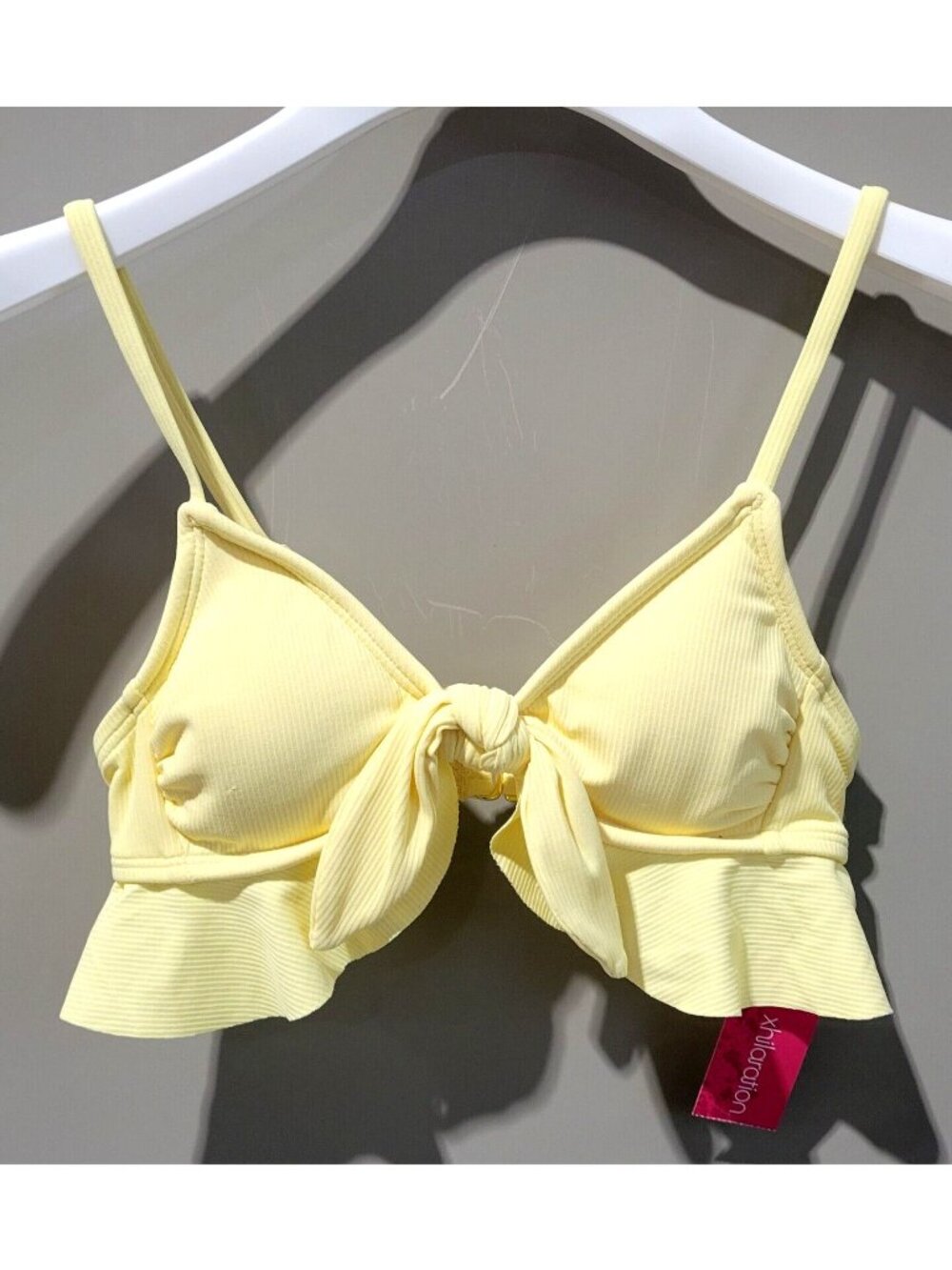Xhilaration Bright Yellow Ruffle Trim & Rib Texture Bikini Swim Top - Size XS 00